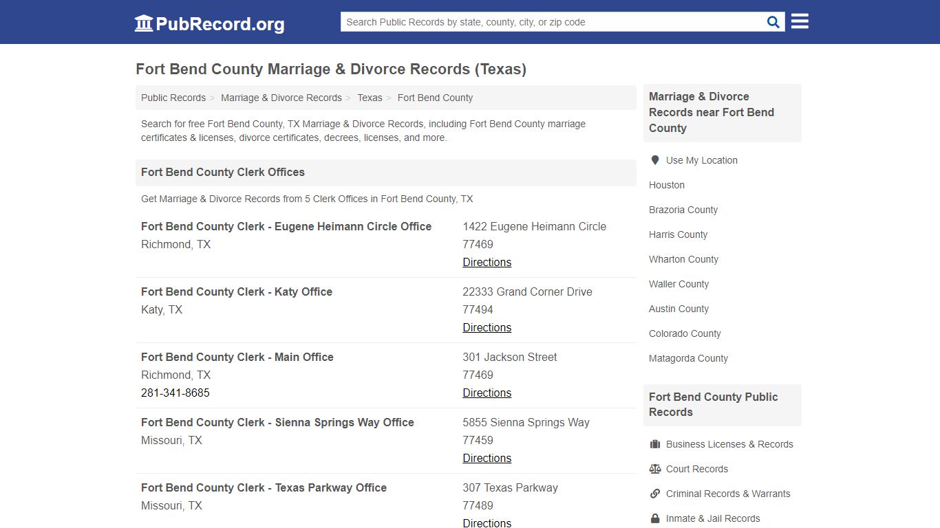 Free Fort Bend County Marriage & Divorce Records (Texas ...